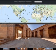 Screenshot showing the 360 Cities map and a sample location photograph